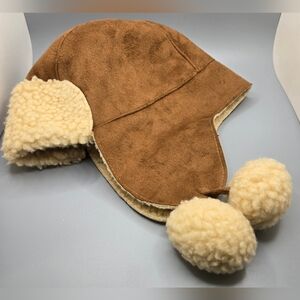 Baby Gap Hat w/ Ear Flaps for Added Warmth Fits 12-18 Months Sherpa Lined Suede